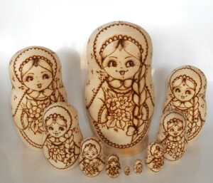 DIY 10-set with plait giant 24 cm Babushka Matryoshka nesting Doll Babooshki Babushkas raw plain unpainted Unfinished Montessori blank