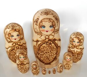 DIY 10-set with Flower basket giant 24 cm  Babushka Matryoshka nesting Doll Babooshki Babushkas raw plain unpainted Unfinished Montessori blank