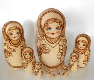 DIY 10-set with plait and flowers giant 24 cm Babushka Matryoshka nesting Doll Babooshki Babushkas raw plain unpainted Unfinished Montessori blank
