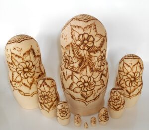DIY 10-set with plait and flowers giant 24 cm nesting Doll Babooshki s raw plain unpainted Unfinished Montessori blank