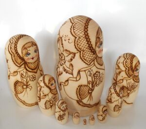 DIY 10-set with plait and flowers giant 24 cm nesting Doll Babooshki s raw plain unpainted Unfinished Montessori blank