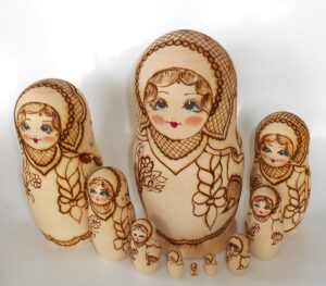 DIY 10-set with plait and flowers giant 24 cm nesting Doll Babooshki s raw plain unpainted Unfinished Montessori blank