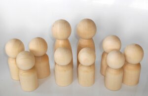 DIY set x 10 solid pegs family raw plain unpainted Unfinished Montessori blank