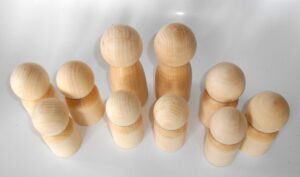 DIY set x 10 solid pegs family raw plain unpainted Unfinished Montessori blank - 4