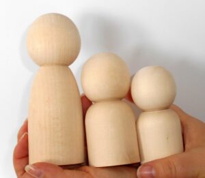 DIY set x 10 solid pegs family raw plain unpainted Unfinished Montessori blank - 2