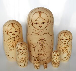 DIY 7-set with doll giant 22 cm Babushka Matryoshka nesting Doll Babooshki Babushkas raw plain unpainted Unfinished Montessori blank