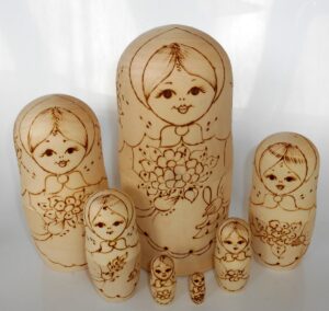 DIY 7-set with bunch of flowers giant 22 cm Babushka Matryoshka nesting Doll Babooshki Babushkas raw plain unpainted Unfinished Montessori blank