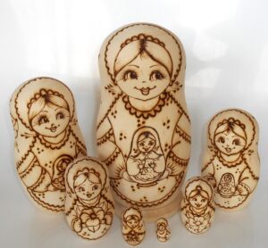 DIY 7-set with giant 22 cm Babushka Matryoshka nesting Doll Babooshki Babushkas raw plain unpainted Unfinished Montessori blank