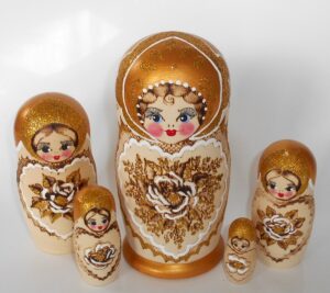 Golden Girl Babushka Matryoshka nesting Doll Babooshki Babushkas