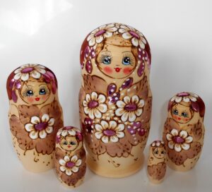 Stella Pink flower Girl Babushka Matryoshka nesting Doll Babooshki Babushkas