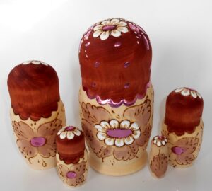 Stella Pink flower Girl nesting Doll Babooshki s