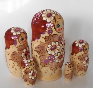 Stella Pink flower Girl nesting Doll Babooshki s