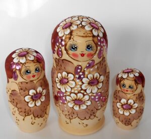 Stella Pink flower Girl nesting Doll Babooshki s