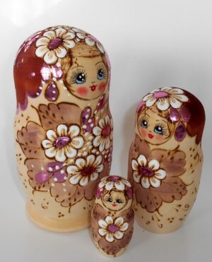 Stella Pink flower Girl nesting Doll Babooshki s