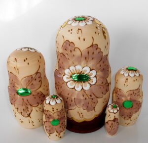 Stella Green flower Girl nesting Doll Babooshki s