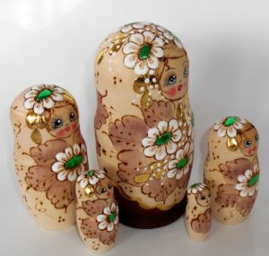Stella Green flower Girl nesting Doll Babooshki s