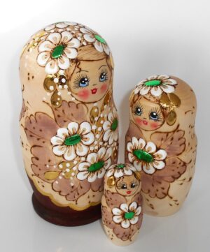 Stella Green flower Girl nesting Doll Babooshki s