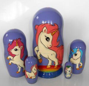 Purple Unicorn Babushka Matryoshka nesting Doll  Babooshki Babushkas