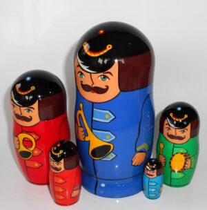 Soldiers Musicians blue nesting Doll Babooshki s