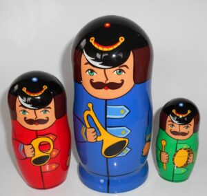 Soldiers Musicians blue nesting Doll Babooshki s