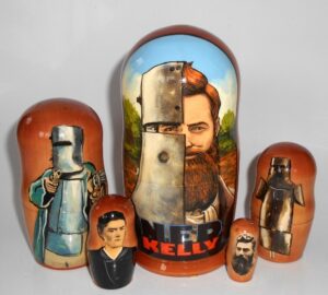 Ned Kelly Babushka large 5 set   Babushka Matryoshka nesting Doll  Babooshki Babushkas