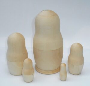 Blank DIY 5-set Large 16cm raw plain unpainted Unfinished Montessori DIY  BLANK  Babushka Matryoshka nesting Doll Babooshki Babushkas