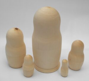 Blank DIY 5-set Large 17cm raw plain unpainted Unfinished Montessori DIY  BLANK  Babushka Matryoshka nesting Doll Babooshki Babushkas