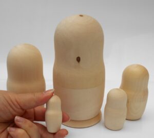 Blank DIY 5-set Large round 16cm raw plain unpainted Unfinished Montessori DIY BLANK nesting Doll Babooshki s