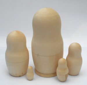 Blank DIY 5-set Large round 16cm raw plain unpainted Unfinished Montessori DIY  BLANK  Babushka Matryoshka nesting Doll Babooshki Babushkas