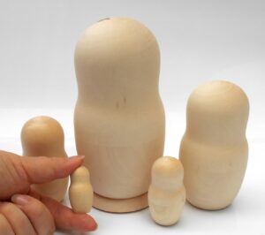 Blank DIY 5-set Large round 16cm raw plain unpainted Unfinished Montessori DIY BLANK nesting Doll Babooshki s