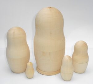 Blank DIY 5-set Large 18cm raw plain unpainted Unfinished Montessori DIY  BLANK  Babushka Matryoshka nesting Doll Babooshki Babushkas