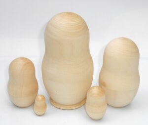 Blank DIY 5-set Large round 13cm raw plain unpainted Unfinished Montessori DIY  BLANK  Babushka Matryoshka nesting Doll Babooshki Babushkas