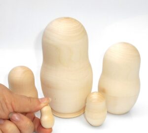 Blank DIY 5-set Large round 13cm raw plain unpainted Unfinished Montessori DIY BLANK nesting Doll Babooshki s
