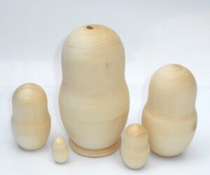 Blank DIY 5-set Large round 13cm raw plain unpainted Unfinished Montessori DIY  BLANK  Babushka Matryoshka nesting Doll Babooshki Babushkas