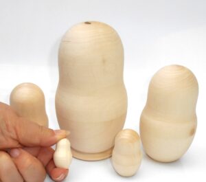 Blank DIY 5-set Large round 13cm raw plain unpainted Unfinished Montessori DIY BLANK nesting Doll Babooshki s