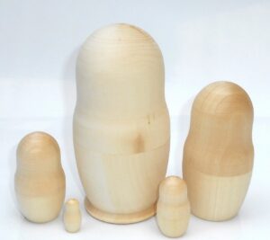 Blank DIY 5-set Large round 12cm raw plain unpainted Unfinished Montessori DIY  BLANK  Babushka Matryoshka nesting Doll Babooshki Babushkas