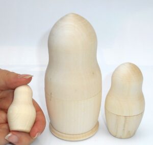 Blank DIY 3-set Large 13cm CONICAL HEAD raw plain unpainted Unfinished Montessori DIY BLANK nesting Doll Babooshki s