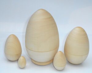 Blank DIY 5-set Egg shape 15cm raw plain unpainted Unfinished Montessori DIY  BLANK  Babushka Matryoshka nesting Doll Babooshki Babushkas