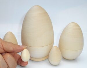 Blank DIY 5-set Egg shape 15cm raw plain unpainted Unfinished Montessori DIY BLANK nesting Doll Babooshki s