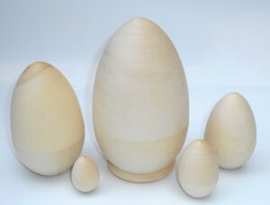 Blank DIY 5-set Egg shape 13cm raw plain unpainted Unfinished Montessori DIY  BLANK  Babushka Matryoshka nesting Doll Babooshki Babushkas