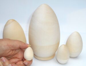 Blank DIY 5-set Egg shape 13cm raw plain unpainted Unfinished Montessori DIY BLANK nesting Doll Babooshki s