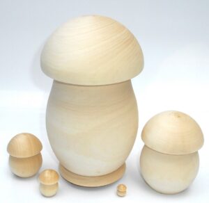 Blank DIY 5-set nesting mushrooms 17cm raw plain unpainted Unfinished Montessori DIY  BLANK  Babushka Matryoshka nesting Doll Babooshki Babushkas