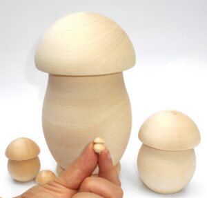 Blank DIY 5-set nesting mushrooms 17cm raw plain unpainted Unfinished Montessori DIY BLANK nesting Doll Babooshki s