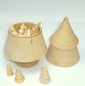 DIY Tree décor box 17 cm high raw plain unpainted Unfinished Montessori DIY BLANK - 3