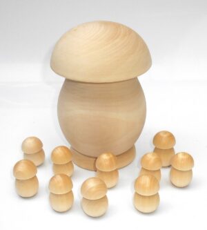 DIY Mushrooms décor box 14 cm high raw plain unpainted Unfinished Montessori DIY  BLANK