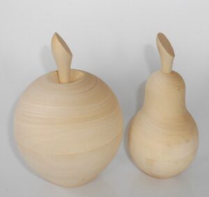 DIY Apple & Pear set 13 cm high raw plain unpainted Unfinished Montessori blank