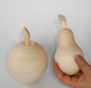 DIY Apple & Pear set 13 cm high raw plain unpainted Unfinished Montessori blank - 5