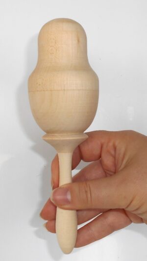 2 x RATTLES DIY  Babushka shakers 16 cm high raw plain unpainted Unfinished Montessori blank