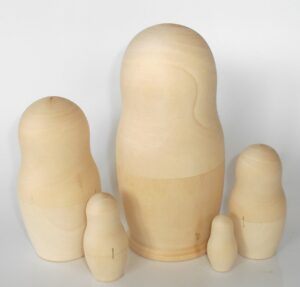 Blank DIY 5-set Large 18cm raw plain unpainted Unfinished Montessori DIY  BLANK  Babushka Matryoshka nesting Doll Babooshki Babushkas