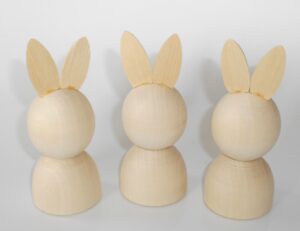 DIY set of 3 bunnies 11 cm high raw plain unpainted Unfinished Montessori blank